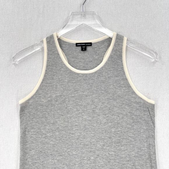 JAMES PERSE Cashmere Racerback Tank Top Womens Medium Heather Gray Cream Sweater - Picture 4 of 12